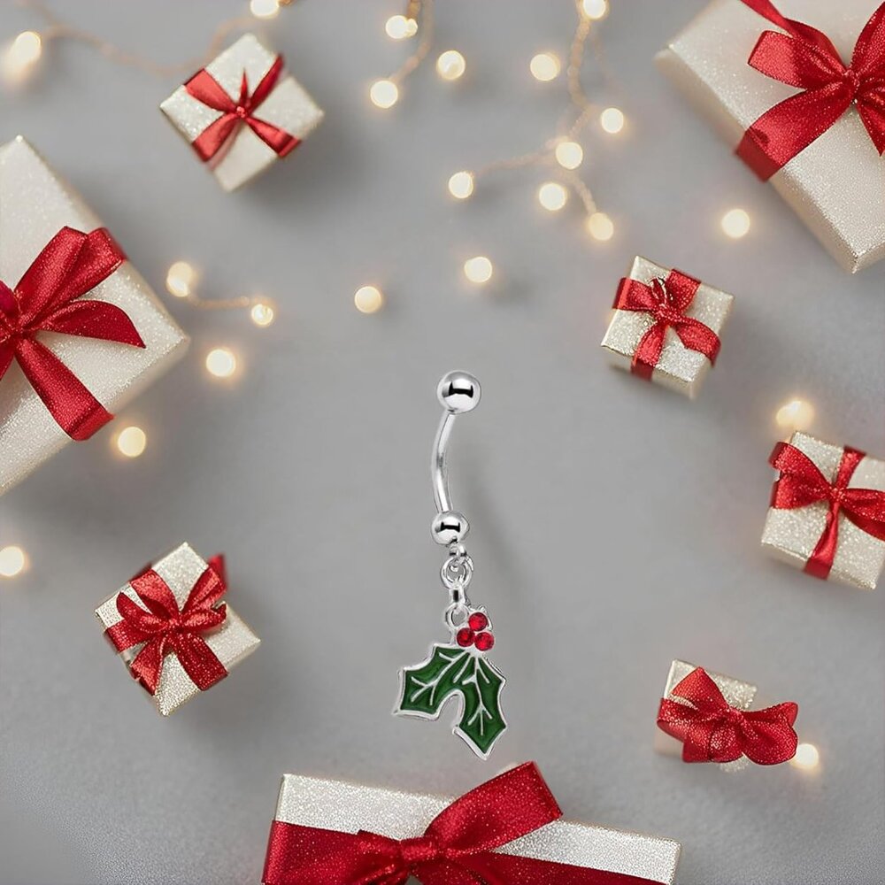 Dazzling Mistletoe Dangle Belly Button Ring - Cry… - image 5